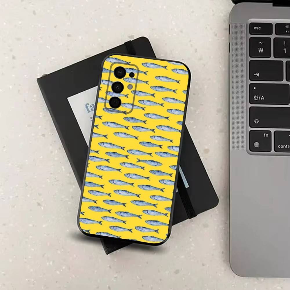 Sardines Ocean For Samsung Galaxy A53,31,52,72,41,Note,J7,8,9,5G,22,73,32,71, Soft Black Silicone Case