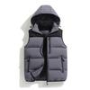 Men's Casual Loose Color-blocked Cotton Warm Jacket, Men's Detachable Cap Sleeveless Vest Jacket
