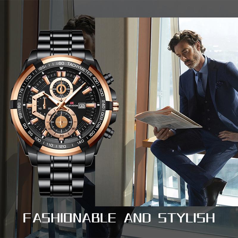 VA VA VOOM Оригинальные часы для мужчин, лучший бренд, водонепроницаемые спортивные хронограф из нержавеющей стали, новинка 2022 года, модные роскошные наручные часы, кварцевые часы