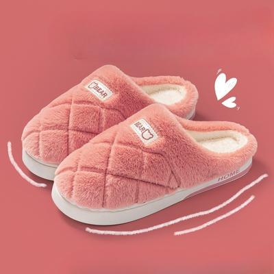 Комнатные домашние тапочки на толстой подошве из плюшевого хлопка для тепла и флисовые туфли для женщин