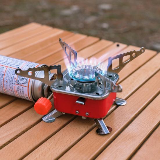Outdoor Camping Stove with Carrying Bag 2800W Portable Foldable Hiking Picnic Camp Stove Electronic Ignition Cooking Burner Square Round Gas Stove
