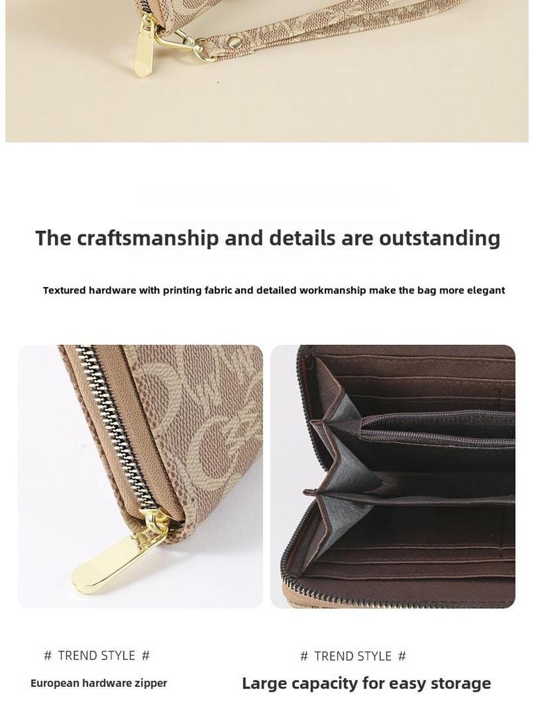 Women's Long Zipper Clutch Wallet 2022 - Korean Style, Large Capacity, Multiple Card Slots, Printed Pattern, Mobile Phone Holder