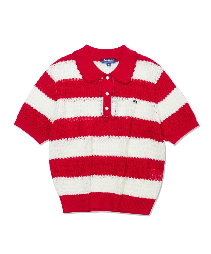 PENFIELD Striped Lace Collar Knit Red_Fs2Nt02F