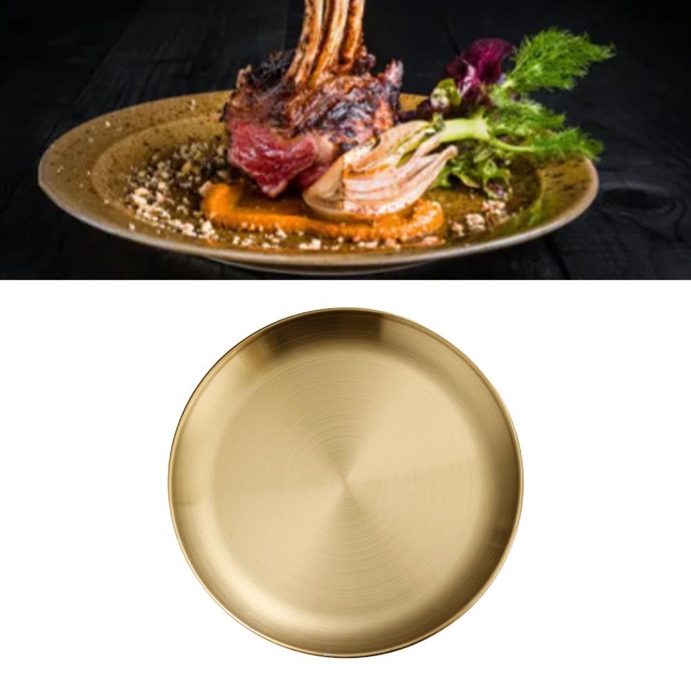 Thickened Dinner Plate Rustless Steel Steel Tray Dishwasher Food Plate Dining Meal Serving