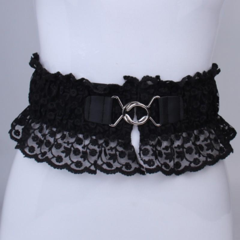 Сладкая эластичная широкая поясная пряжка-печать, женский кружевной эластичный декоративный пояс для юбки