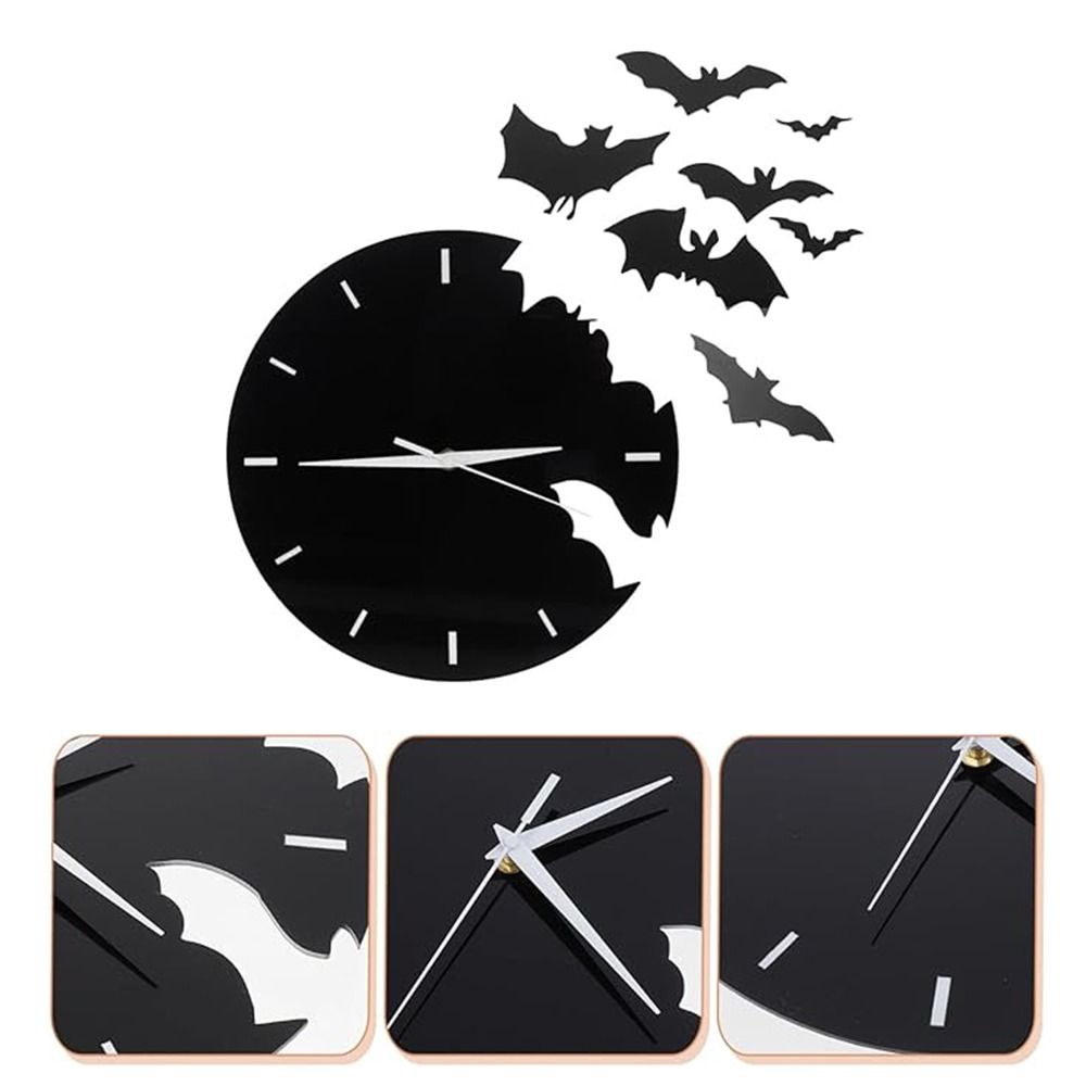 Настенные часы в форме летучей мыши Домашние украшения на Хэллоуин Декоративные часы Детская спальня