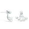 [P1199] - Silver Ivory 'Sissi' Silver Lobe Contour Earrings (rhodium-plated) - 20x16 Mm