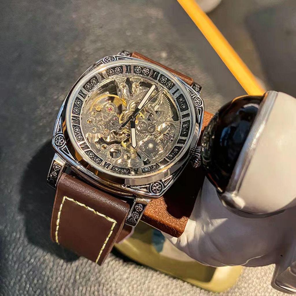 Fenshi FENSIR 8837 Мужские автоматические механические часы - Полый дизайн, Водонепроницаемые, Повседневный ремешок.