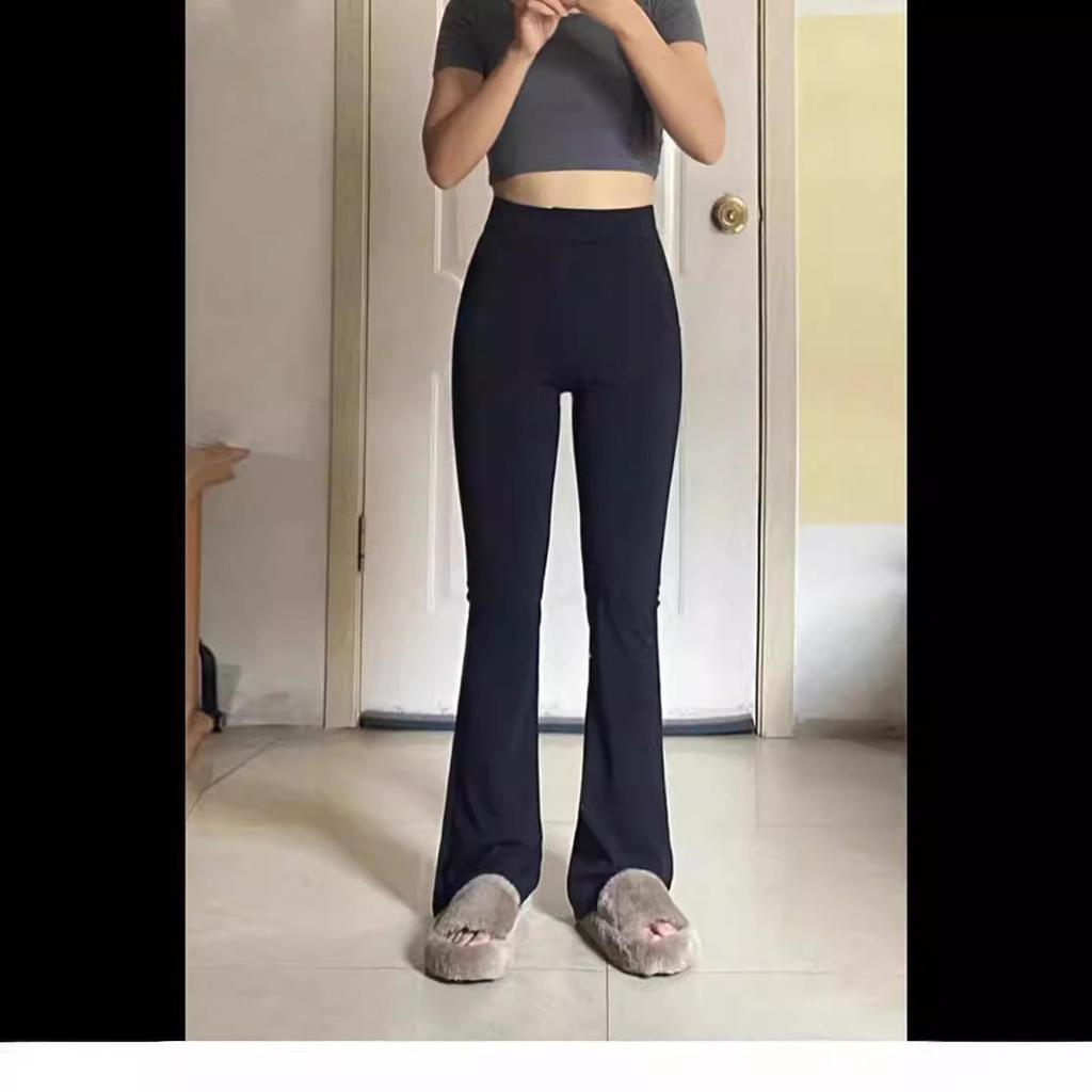 Женские брюки клеш с высокой талией - Большой размер, Эластичные, Весна/Лето, Черные