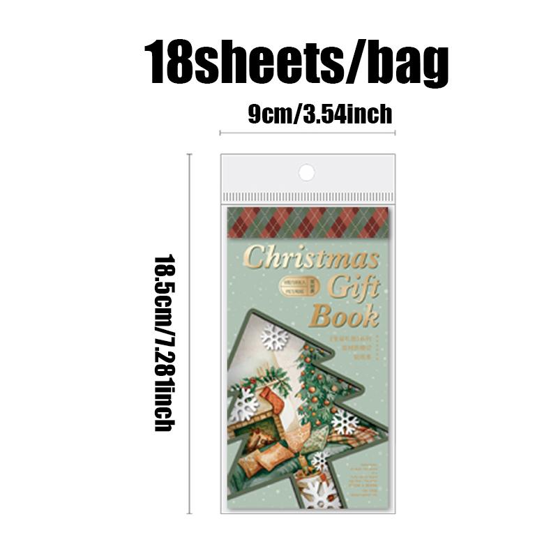 18 Sheets/Bag Christmas Sticker Book Deluxe Oversize Christmas Tree Character Landscape Sticker Book Home Decoration