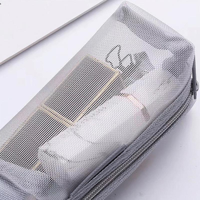 Simple Nylon Small Square Mesh Makeup Bags Three-Dimensional Coin Purse Key Id Credit Card Holder Bags Mesh Zipper Storage Bags
