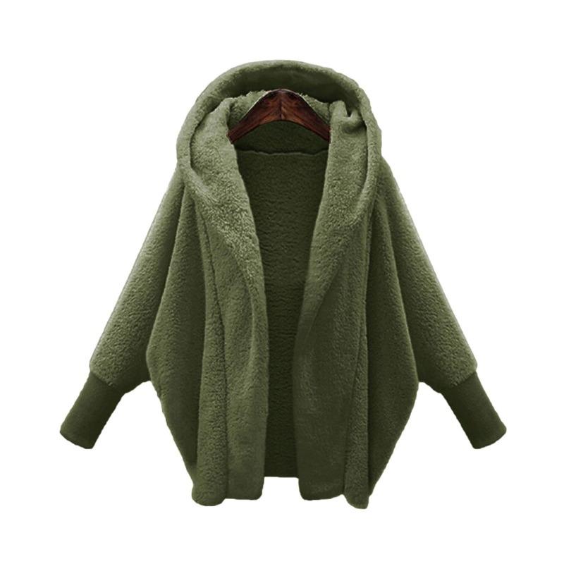 Осенне-зимняя модная однотонная плюшевая теплая куртка с длинными рукавами с капюшоном для женщин