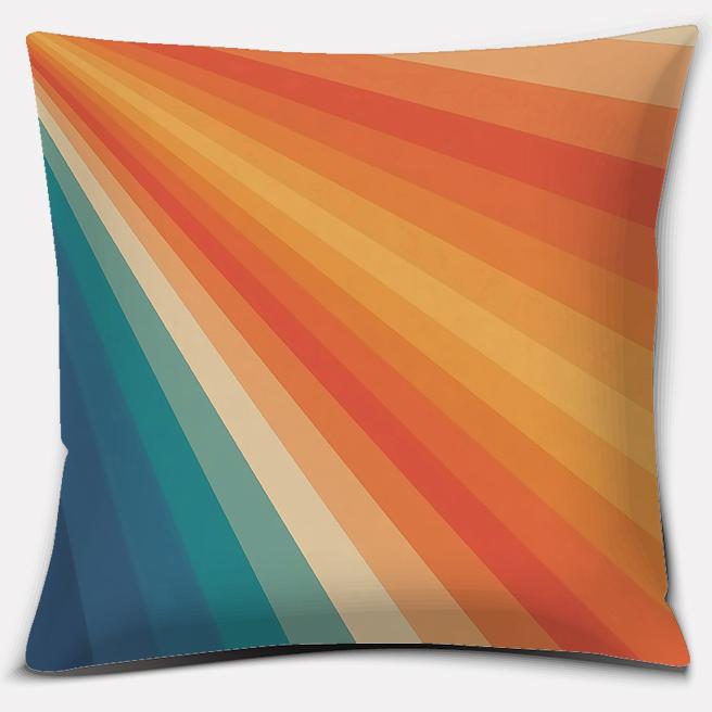 Retro Rainbow Geometric Color Series Pillow Cover Gift Home Office Decoration Pillow Bedroom Sofa Car Cushion Cover