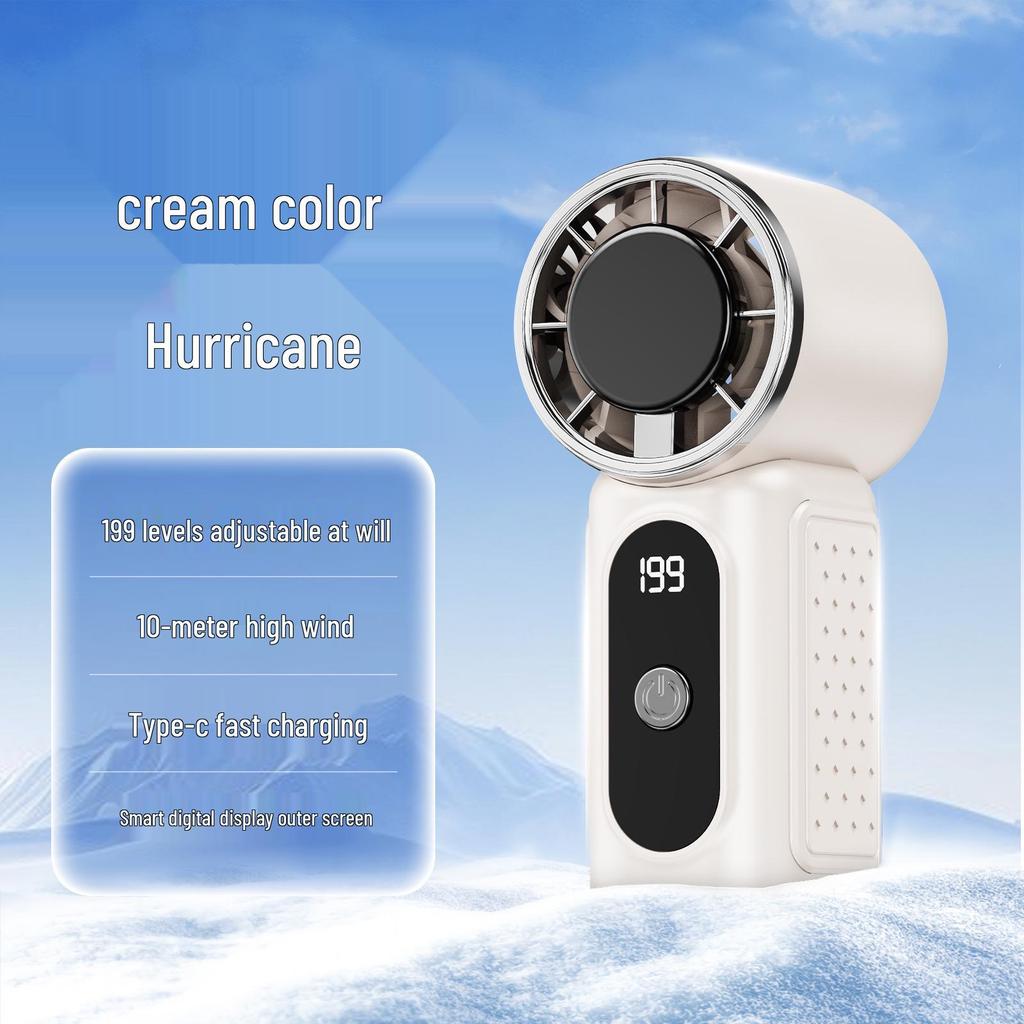 Portable USB Chargeable Mini Fan with Digital Display and Silent High-Speed Turbine for Outdoor Cooling