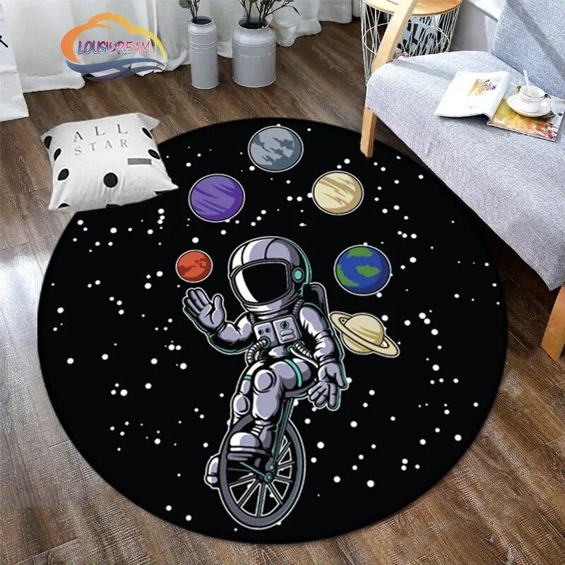 Космическая Вселенная вектор НЛО и множество планет в галактике круглые ковры для спальни Солнечная система детский ковер украшение гостиной