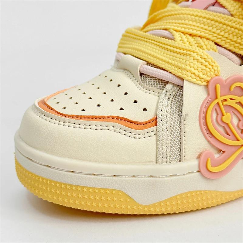 New Autumn and Winter Women's Casual Versatile Low Top Thick Sole Board Shoes Couple Outdoor Leather Sports Shoes Size35-44