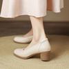 Низкий каблук, мягкая подошва, одинарные туфли, женская обувь 2025 года, весна и осень, простые французские ретро туфли из мягкой кожи с круглым носком, толстый каблук, нескользящие женские туфли