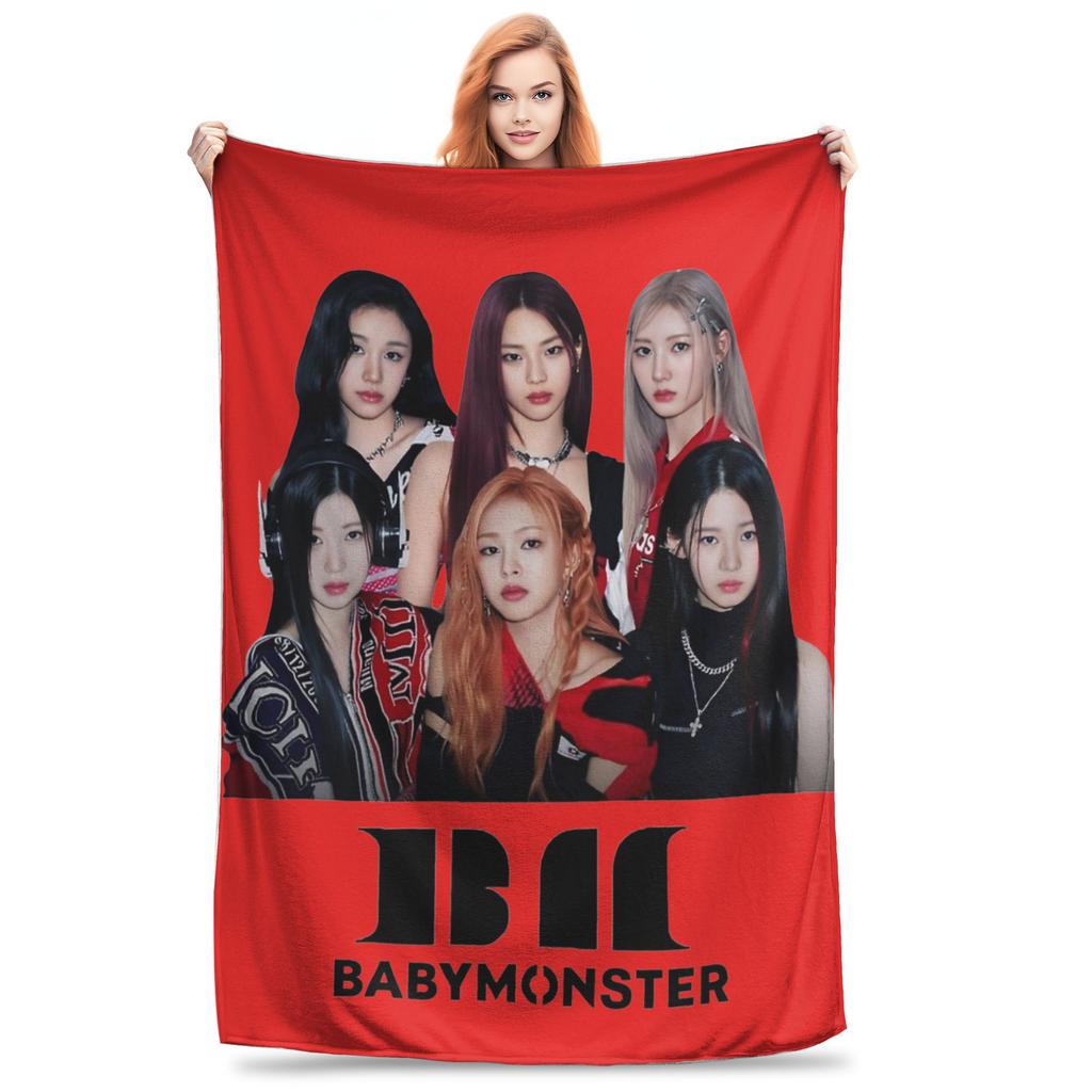 Babymonsters KPOP Фланелевое одеяло Потрясающие пледы для дома 200x150см Покрывала,