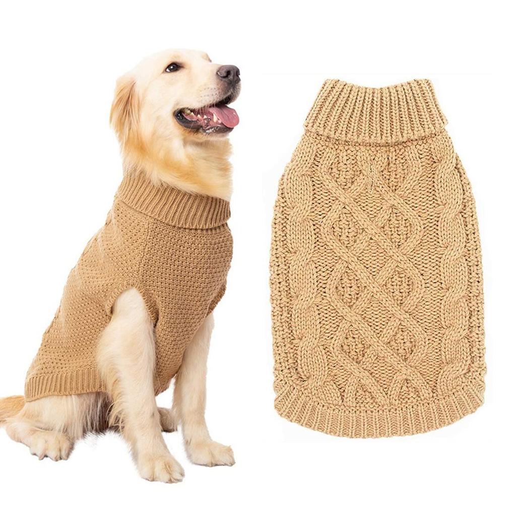 Вязаная одежда для собак Теплый свитер с высоким воротом для собак от маленьких до крупных размеров Пуловер для питомца для зимнего тепла Дизайн на 2 лапы