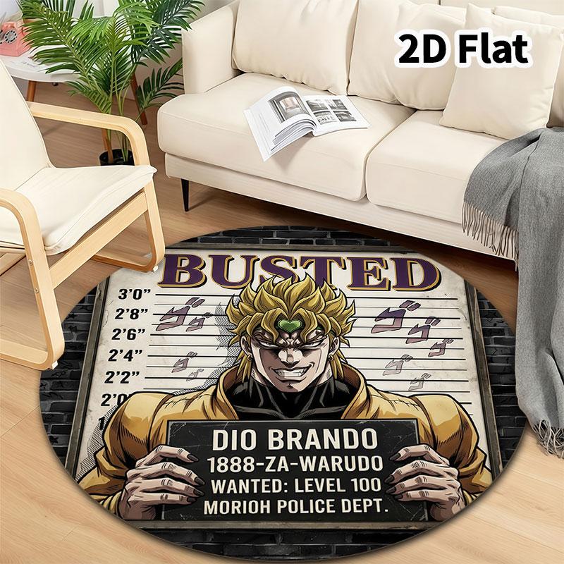 Jojos Bizarre Adventure Round Area Rug Carpet Rug For Living Room Bedroom Sofa Playroom Decor Nonslip Floor Mat