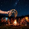 Professional half-moon tambourine with jingles, a hand-held percussion instrument featuring thick jingle strips and an ergonomic handle, suitable for