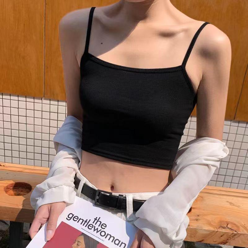 Женский летний жилет без рукавов: Тонкие бретели и красивый дизайн спинки, короткий низ BM