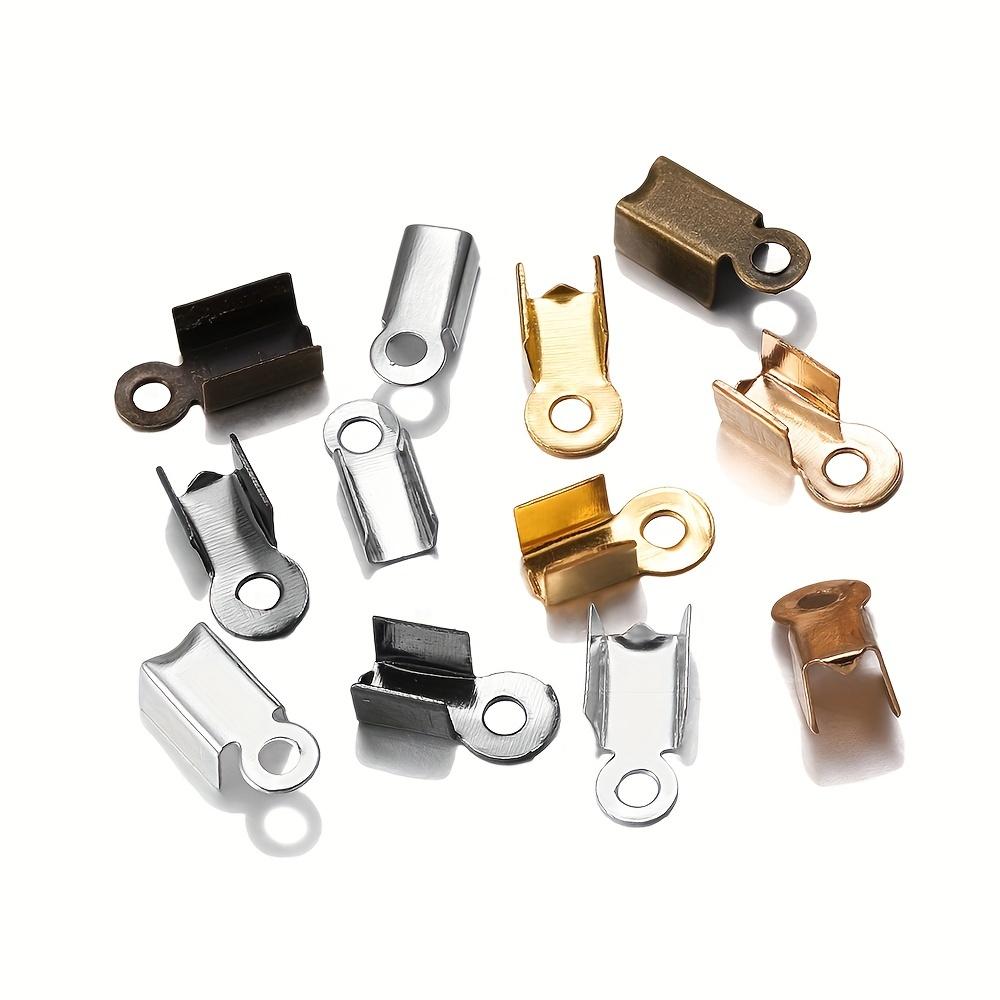 98 шт./Лот Зажимы-концевики для шнура, концы для шнура, ленты, кожи, клипсы-наконечники, складные обжимные бусины, коннекторы для изготовления украшений, товары для DIY
