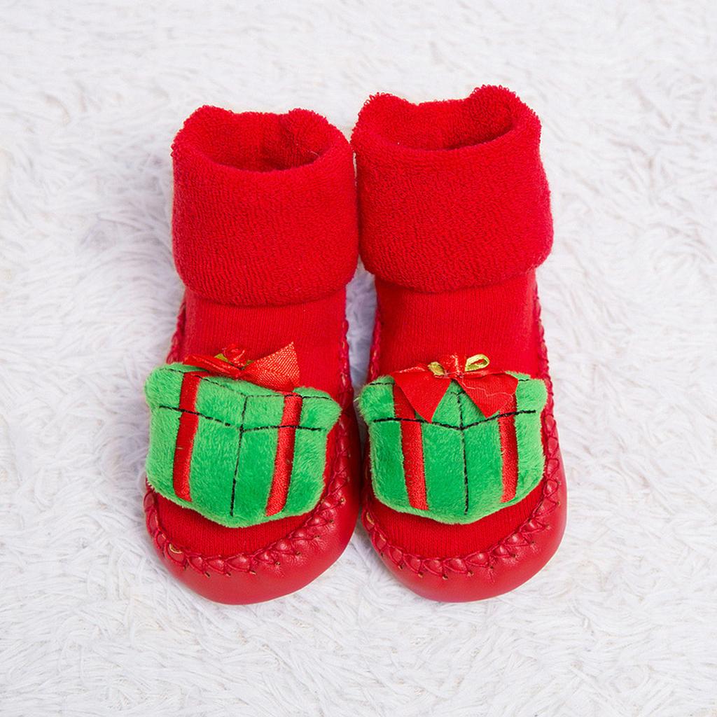 Newborn Baby Boys Girls Christmas Floor Socks Anti-Slip Baby Step Socks