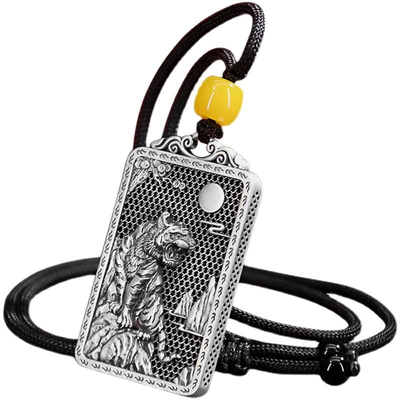Antique Zodiac Tiger Pendant for Men and Women Couple Style Square Brand Tiger Mountain Pendant