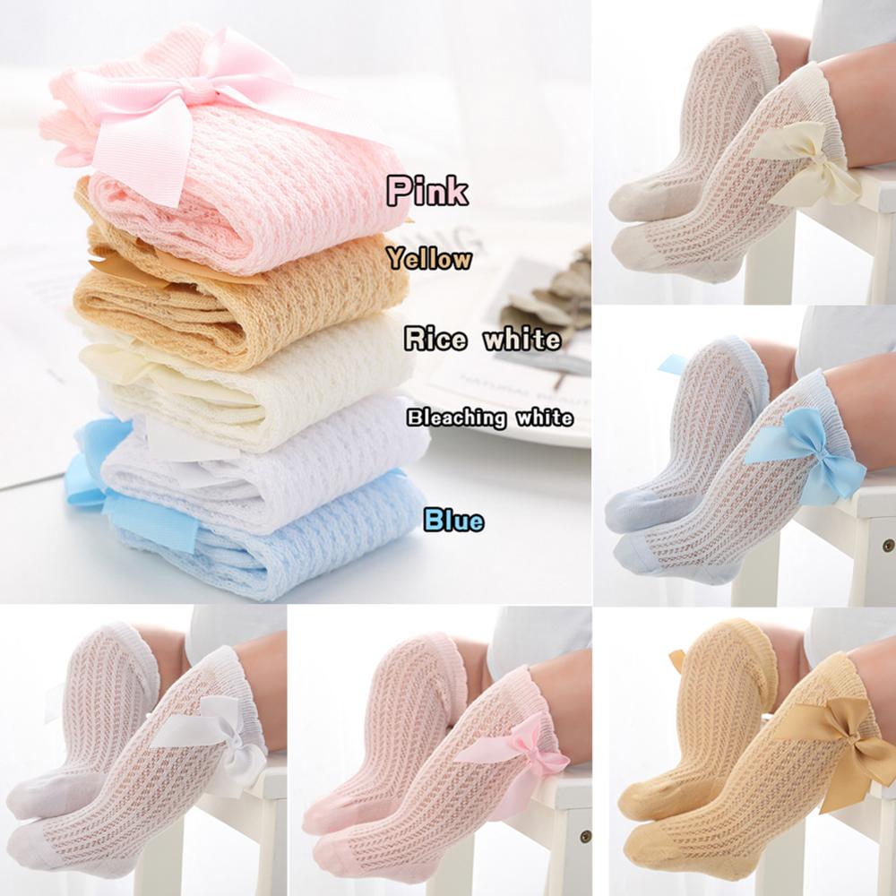 baby summer socks for newborn long socks set white mesh ruffle cotton soft long new born socks with bow princess birthday gift