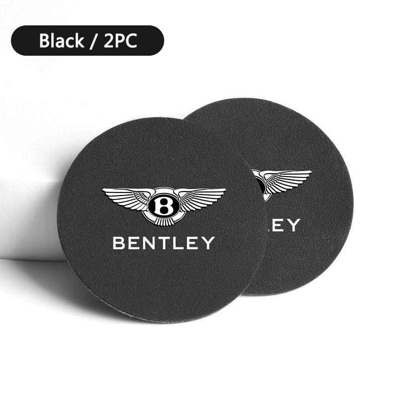 2Pcs Suede Leather Car Water Cup Mat Coaster Pad For New Bentley Flying Spur Continental GT Bentayga Mulsanne Interior Accessory CL3
