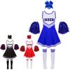 Kids Girls Cheerleading Uniform Set Sleeveless Carnival Party Dance Dress with Hand Flowers Socks Halloween Fancy Dress Up