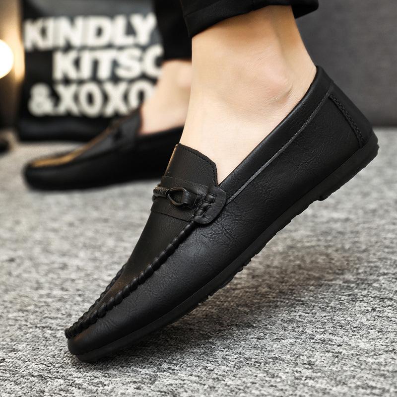 Лоферы мужские дышащие туфли для вождения мужские летние повседневные кожаные туфли мужские универсальные туфли Tide Lazy Tide