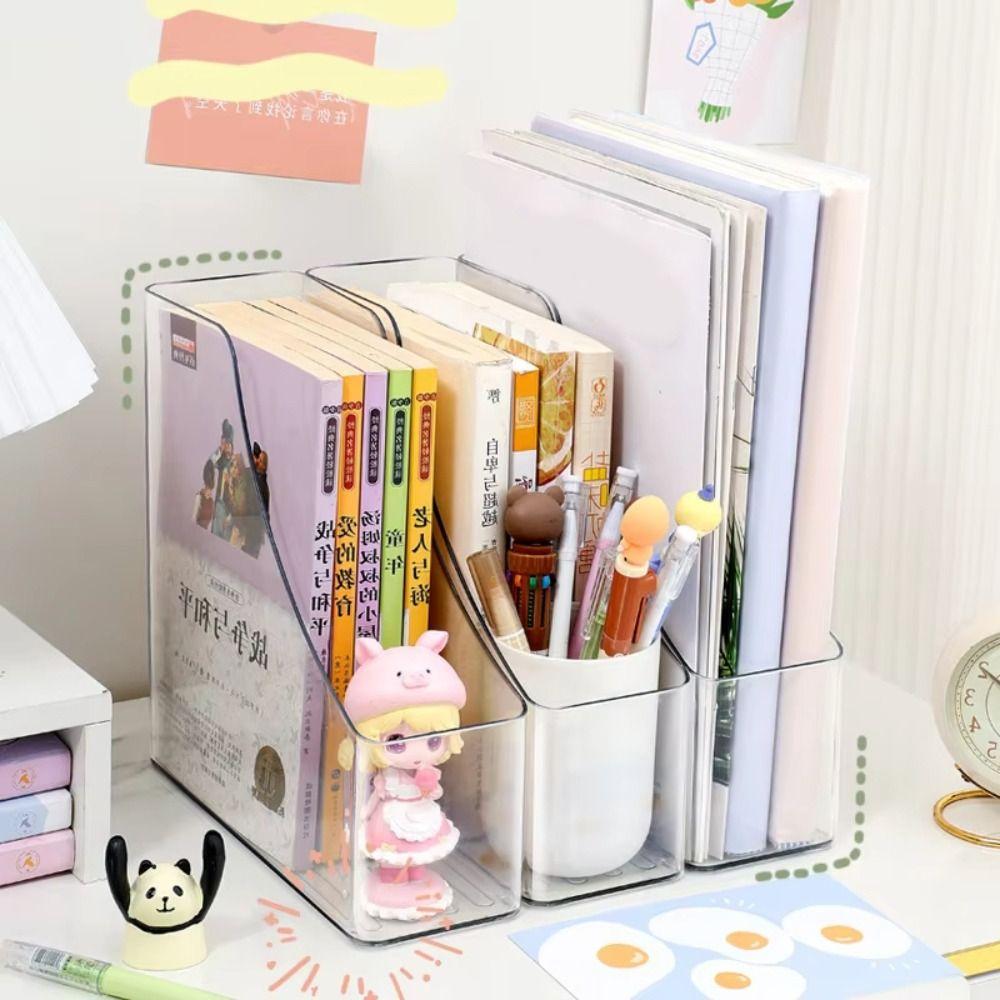 Transparent Vertical Magazine Rack Single Slot Desktop File Storage Box  Desktop Supplies