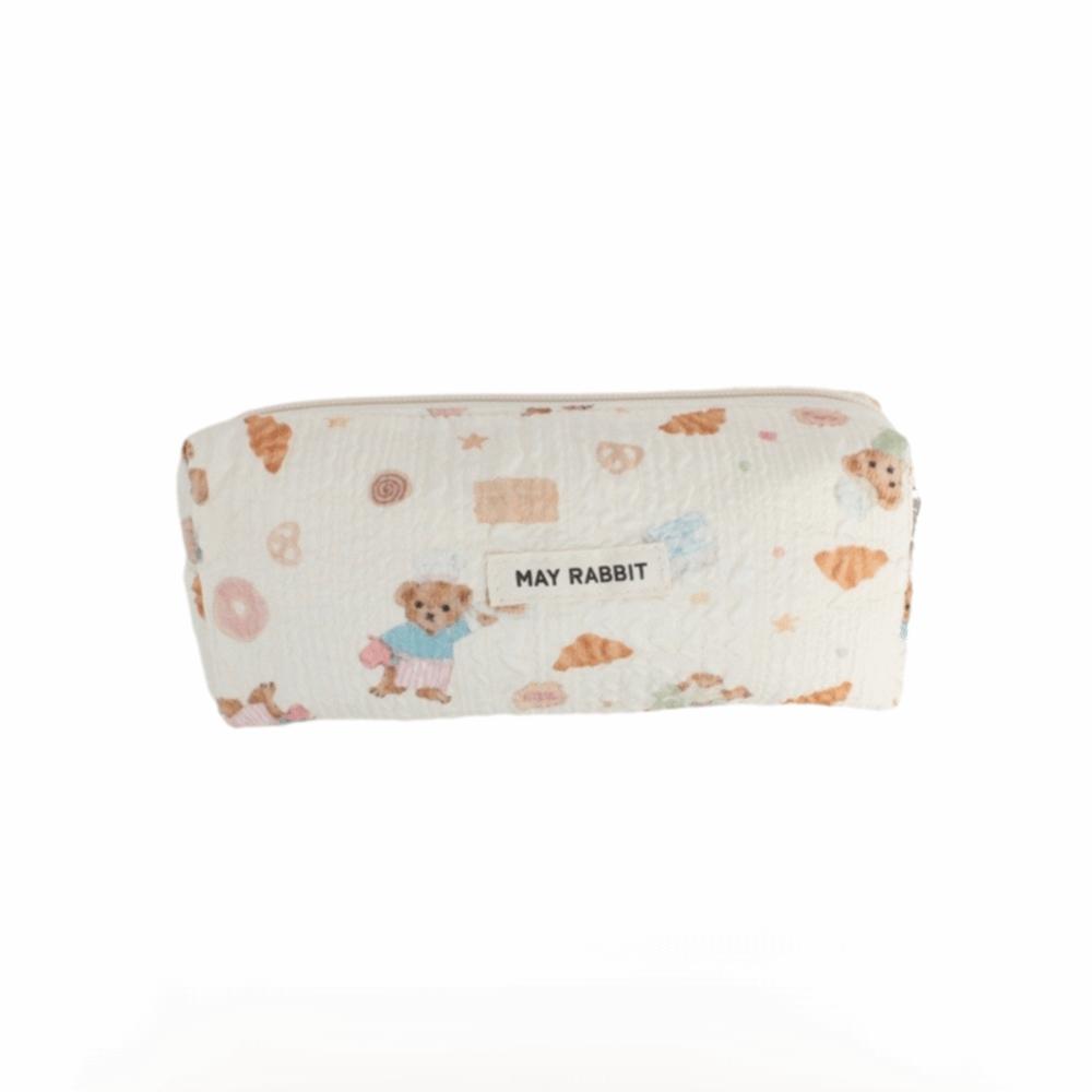 Large Capacity Bow Print Pencil Case INS Makeup Bag Simple Pen Bags Back to School Gifts