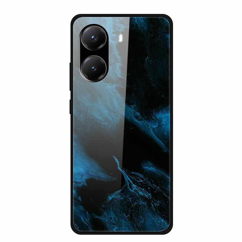 Закаленное Стекло Чехол для Poco X7 Pro Задняя Крышка ПК Жесткие Ударопрочные Чехлы для Xiaomi PocoX7 Pro Funda Мраморная Текстура Модный Coque