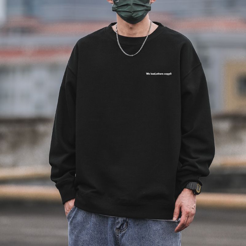 Американский Ретро Осень 2024 Бойфренд Новая Лоскутная Круглый Вырез Буква Мода Однотонный Свободный Повседневный Свитшот с Длинным Рукавом