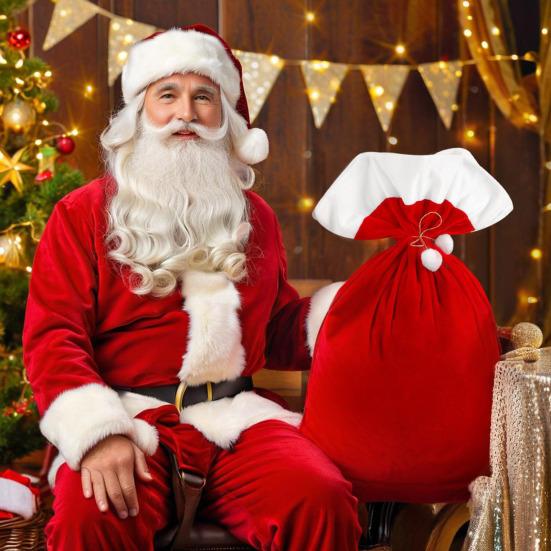 Большие подарочные мешки на Рождество, мешочек на завязках для мешка Санты, для хранения конфет и подарков, праздничный