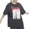 Nike Повседневная футболка с буквенным принтом и короткими рукавами, пуловер с круглым вырезом, женские топы, серый, черный HF6292-060