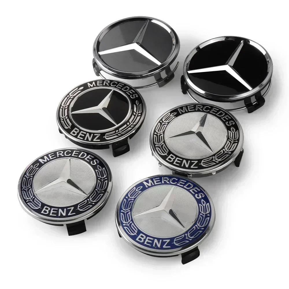 KOUG1 4pcs 75mm ABS Black Car Wheel Center Caps Rims Hub Caps For Mercedes Benz A B C E S CLA CLK ML GLK GLA GLB GLC CLASS Accessories