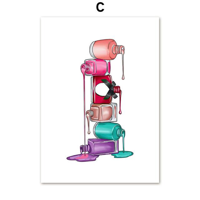 Маникюрный салон, модный макияж, настенная живопись на холсте, плакаты на скандинавскую тему и принты, настенные панно для декора гостиной, без рамки