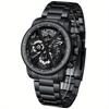 Luxury Men Black Calendar Watches Fashion Men Stainless Steel Quartz Watch Mens Business Chronograph Waterproof Wrist Watch