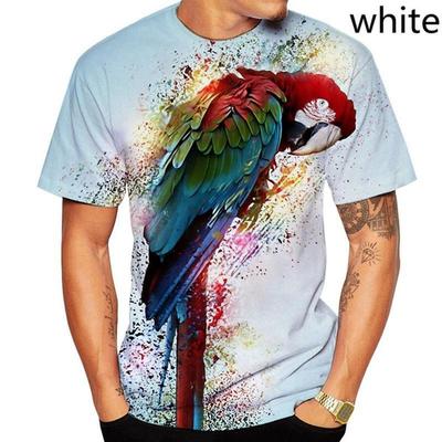 Мужская повседневная футболка с короткими рукавами с принтом в виде разноцветного попугая на 3D-принте, летние мужские футболки