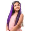 Natural Human Hair Clip In Color Streaks For Kids- Purple Martini, 10 Inches, Single Clip
