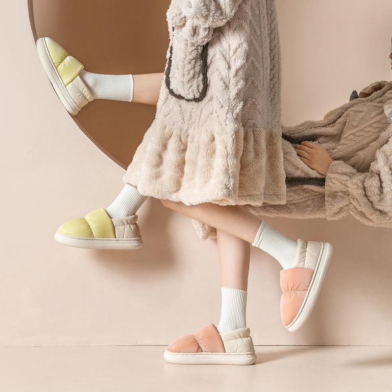 Наступая на дерьмо хлопковые тапочки женские осенне-зимние толстоподошвенные домашние теплые для пары водонепроницаемые пуховые мешки и хлопковые тапочки мужские для улицы