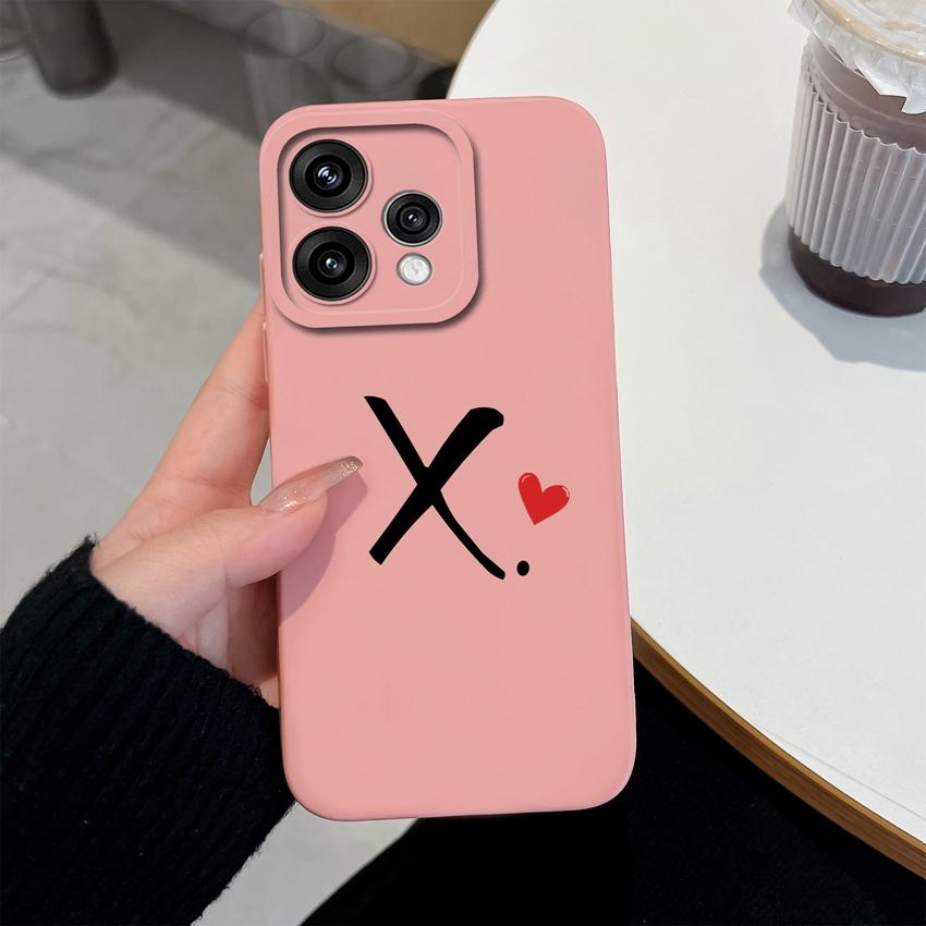 Милый Чехол для Телефона с Узором из Красных Сердечек и Букв для Oppo Reno 15 14 13 12 11 Pro 15F 14F 13F 12F 11F 5G Ударопрочный Силиконовый Чехол-Защита для Объектива Камеры