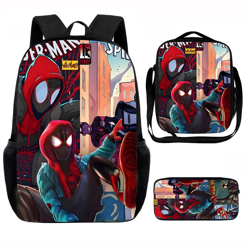 Spider-Man School Bag Lunch Bag Pencil Bag Elementary School Backpack Cartoon Peripheral Backpack Children's Bag Three-piece Set
