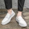 Fashion New Luxury Men's White Black Patent Leather Penny Loafers Male Casual Moccasins Driving Shoes Wedding Party Prom Flats
