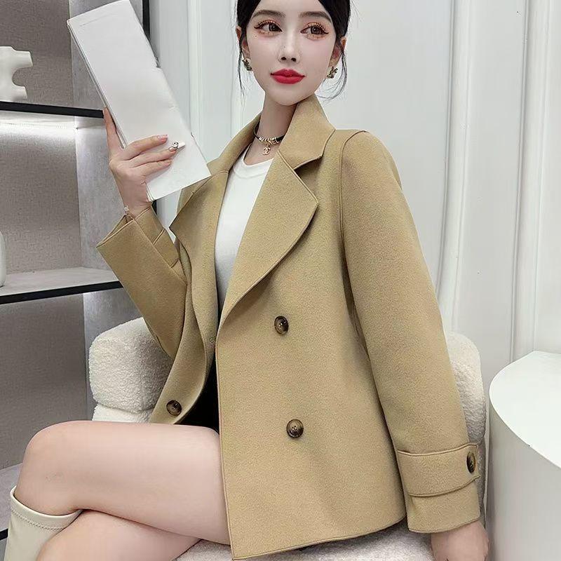 Stylish and Cozy Double-breasted Fleece Coat, Short Tweed Coat for Women In Autumn and Winter