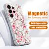 Магнитный Чехол Для Magsafe Для Samsung Galaxy S26 Ultra S25 Edge S24 Plus S23 FE S22 A17 A54 A55 A56 A57 5G Чехол С Рисунком Ветви Цветущего Персика